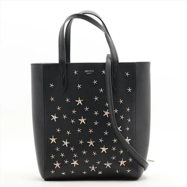 ジミーチュウ スタースタッズ レザー 2WAYハンドバッグ ブラック