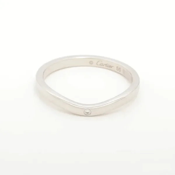 カルティエ バレリーナ カーブ ウェディング 3P ダイヤ リング Pt950