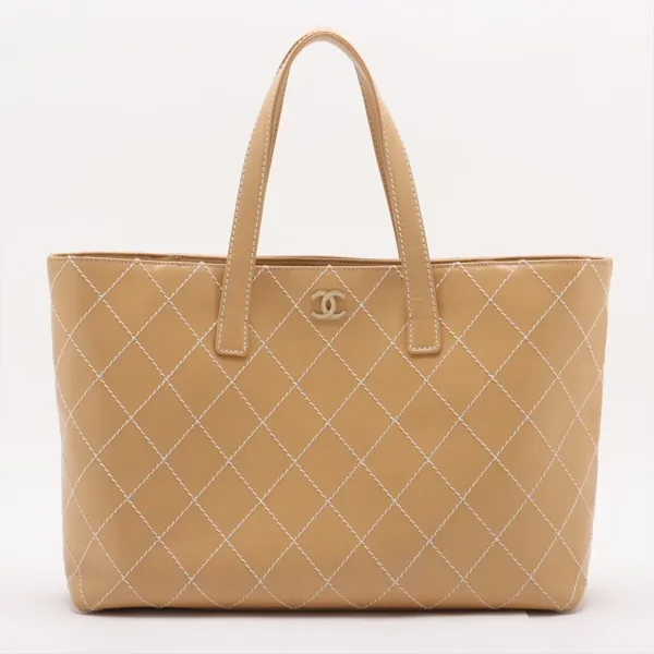 シャネル ワイルドステッチ レザー トートバッグ ベージュ ゴールド金具 台 買取｜エニティ銀座