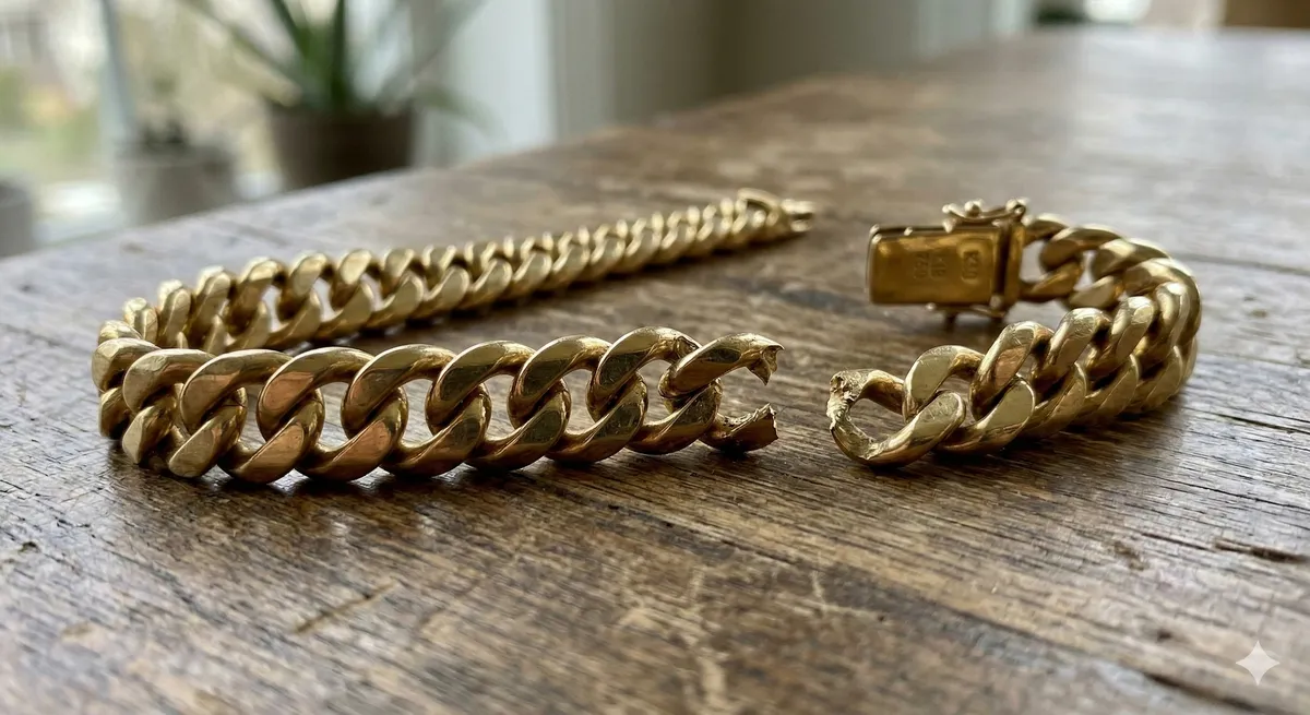 切れた金のブレスレット