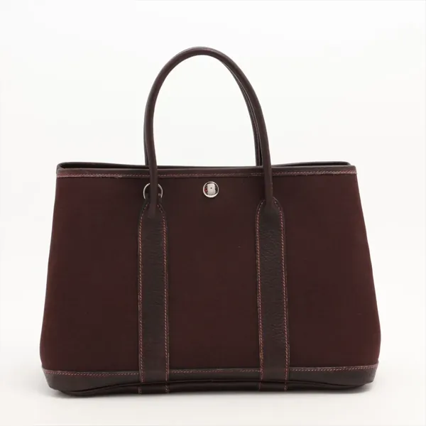エルメス ガーデンパーティ30 TPM トワルオフィシエ×ネゴンダ ブラウン シルバー金具 □I2005年 買取｜エニティ銀座