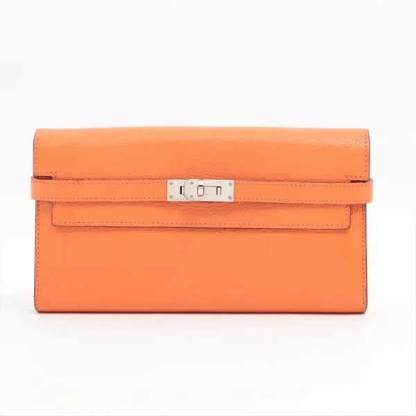 エルメス ケリーウォレットロング シェブルミゾル ロングウォレット オレンジ シルバー金具 □P:2012年 買取｜エニティ銀座