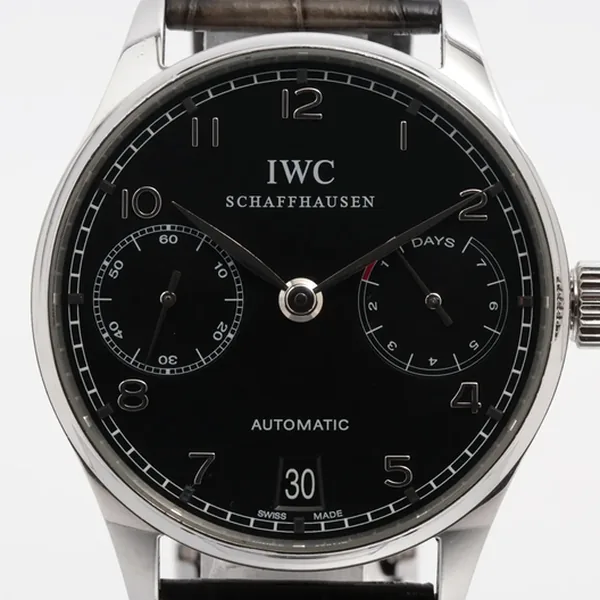 IWC ポルトギーゼ 7DAYS IW500109 SS SS×革 AT ブラック文字盤