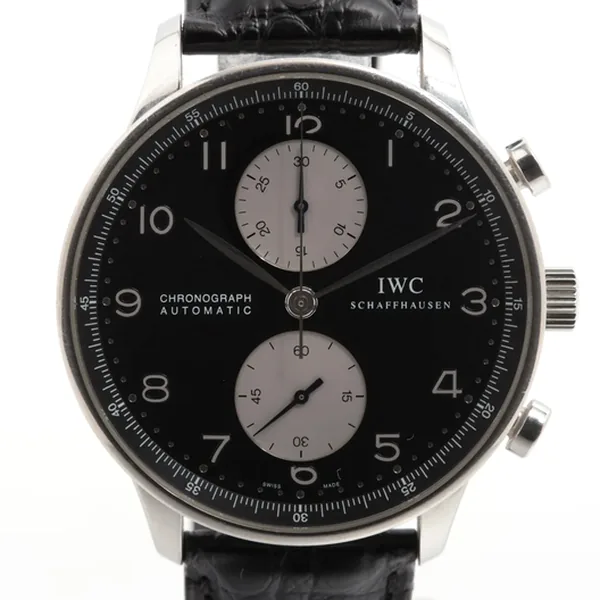 IWC ポルトギーゼ IW371404 SS SS×革 AT ブラック文字盤