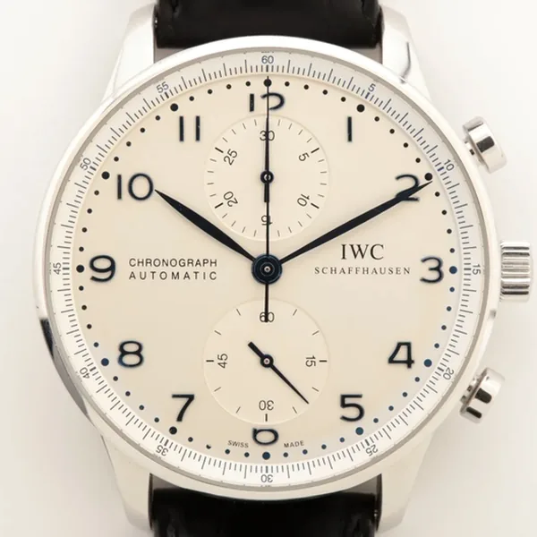 IWC ポルトギーゼ クロノグラフ IW371446 SS SS×革 AT シルバー文字盤