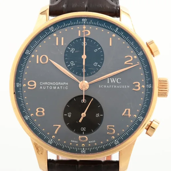 IWC ポルトギーゼ IW371482 YG YG×革 AT グレー文字盤