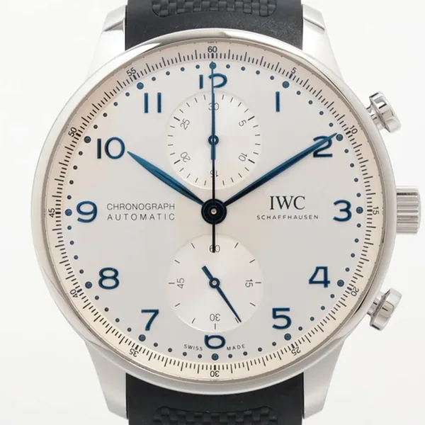 IWC ポルトギーゼ クロノグラフ IW371605 SS SS×ラバー AT シルバー文字盤