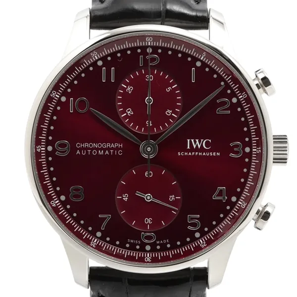 IWC ポルトギーゼ クロノグラフ IW371616 SS SS×革 AT レッド文字盤