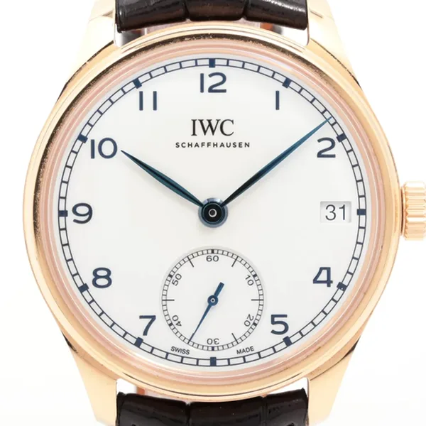 IWC ポルトギーゼ・ハンドワインド・エイトデイズ 150イヤーズ IW510211 PG PG×革 手巻き ホワイト文字盤