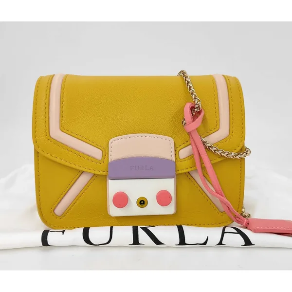 買取実績：フルラ FURLA フルラ メトロポリス チェーンショルダーバッグ クロスボディ イエロー バッグ｜エニティ銀座