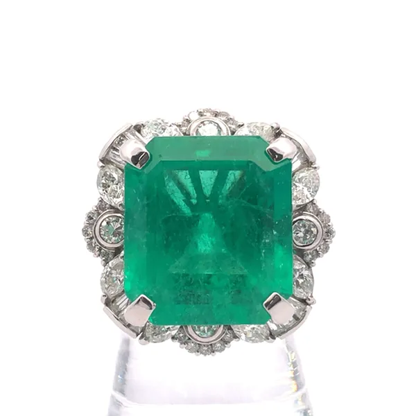 参考買取価格：リング Pt900 約13号 コロンビアエメラルド23.80ct ダイヤ2.62ct GIA｜エニティ銀座