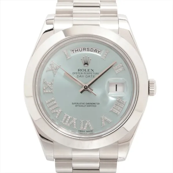 ロレックス デイデイト Ⅱ 218206 PT アイスブルー文字盤 買取｜エニティ銀座