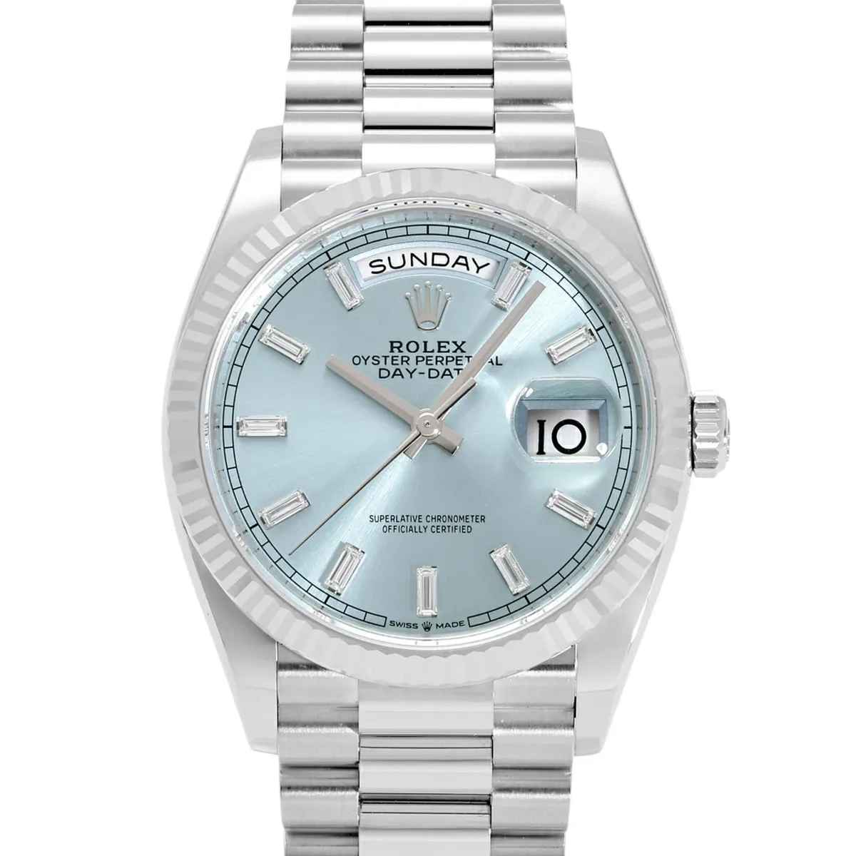 買取実績：ロレックス デイデイト36 Ref.128236 アイスブルー＆バケットダイヤ 高価買取