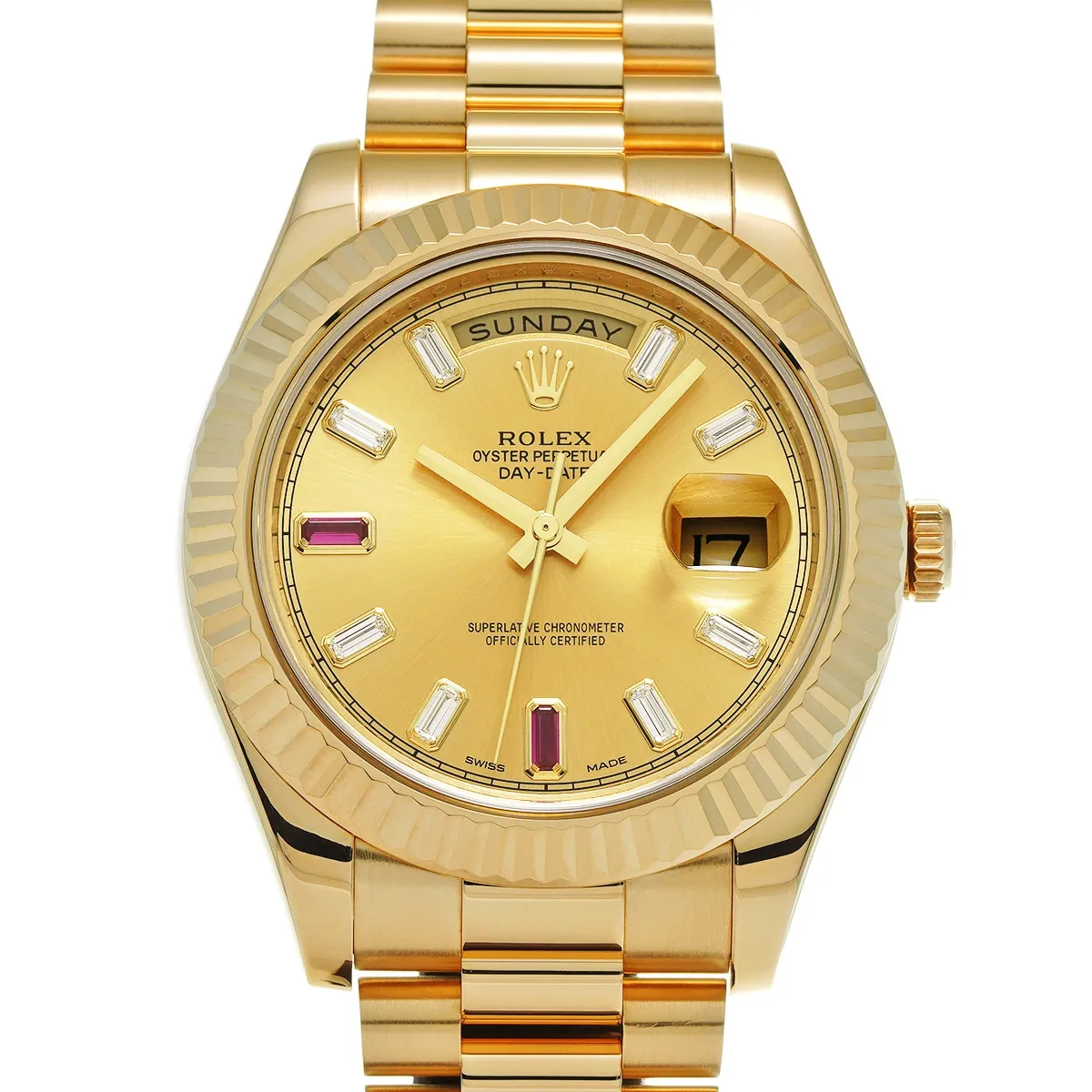 買取実績：ロレックス デイデイトⅡ Ref.218238 シャンパン/ダイヤモンド/ルビー 高価買取