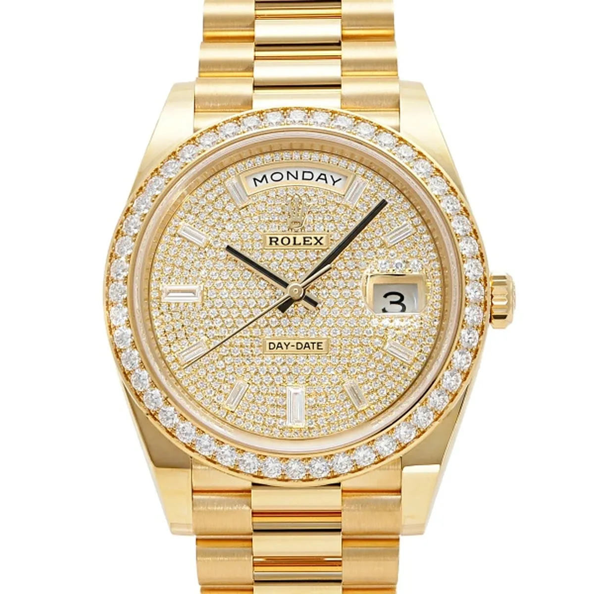 買取実績：ロレックス デイデイト40 Ref.228348RBR 全面ダイヤ文字盤 高価買取