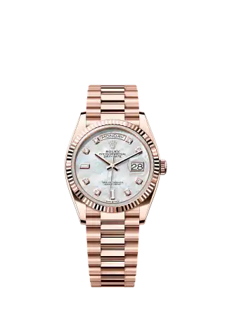 128235／ホワイトマザーオブパール、8個のダイヤモンド、2個のバゲットカットダイヤモンド／プレジデント