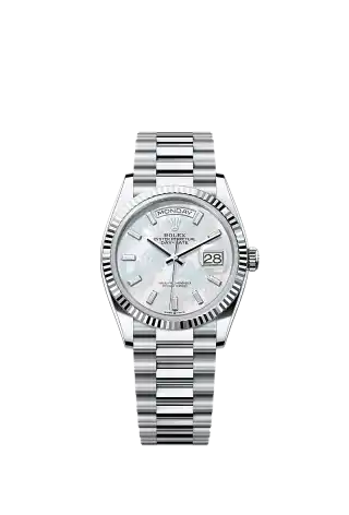 128236／ホワイトマザーオブパール、10個のバゲットカットダイヤモンド／プレジデント