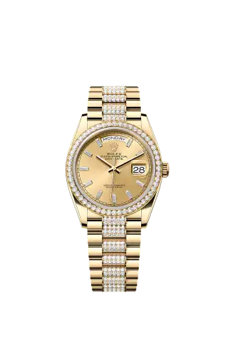 128348RBR／シャンパンカラー、10個のバゲットカットダイヤモンド／ダイヤモンド入りプレジデント