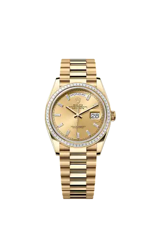 128398TBR／シャンパンカラー、10個のバゲットカットダイヤモンド／プレジデント